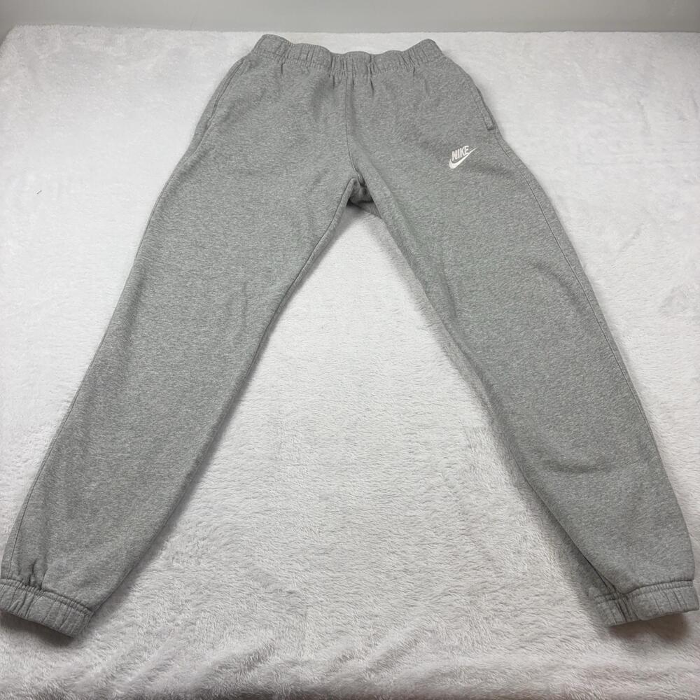 Nike Pants Mens S Gray Jogger Fleece Drawstring Pockets Logo Elastic Waist